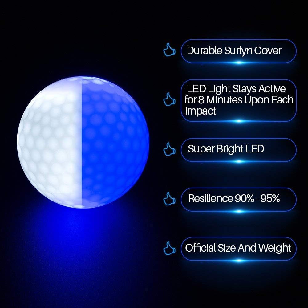 Glow Golf Balls, Led Light up Night Golf Balls Glow in the Dark